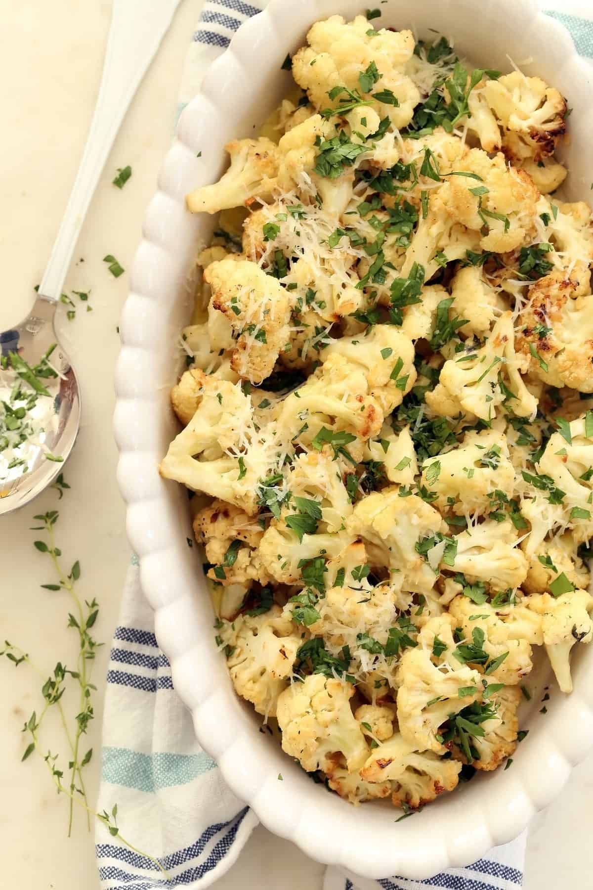 Garlic Parmesan Roasted Cauliflower - The Harvest Kitchen