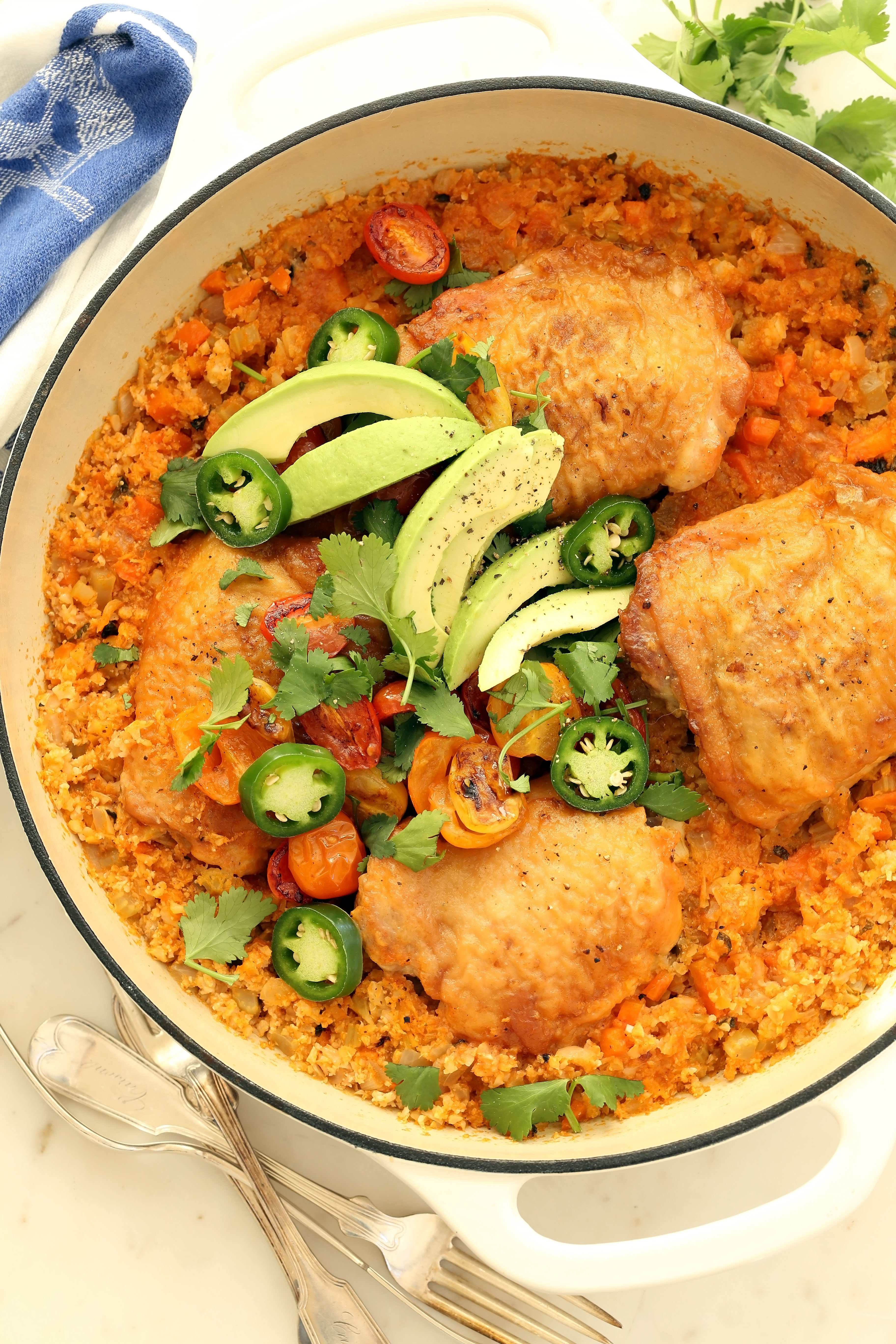 One Pot Spanish Chicken and Cauliflower Rice - The Harvest Kitchen