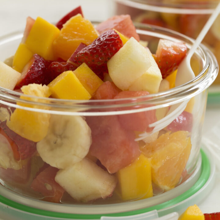 Fruit Salad in a glass container